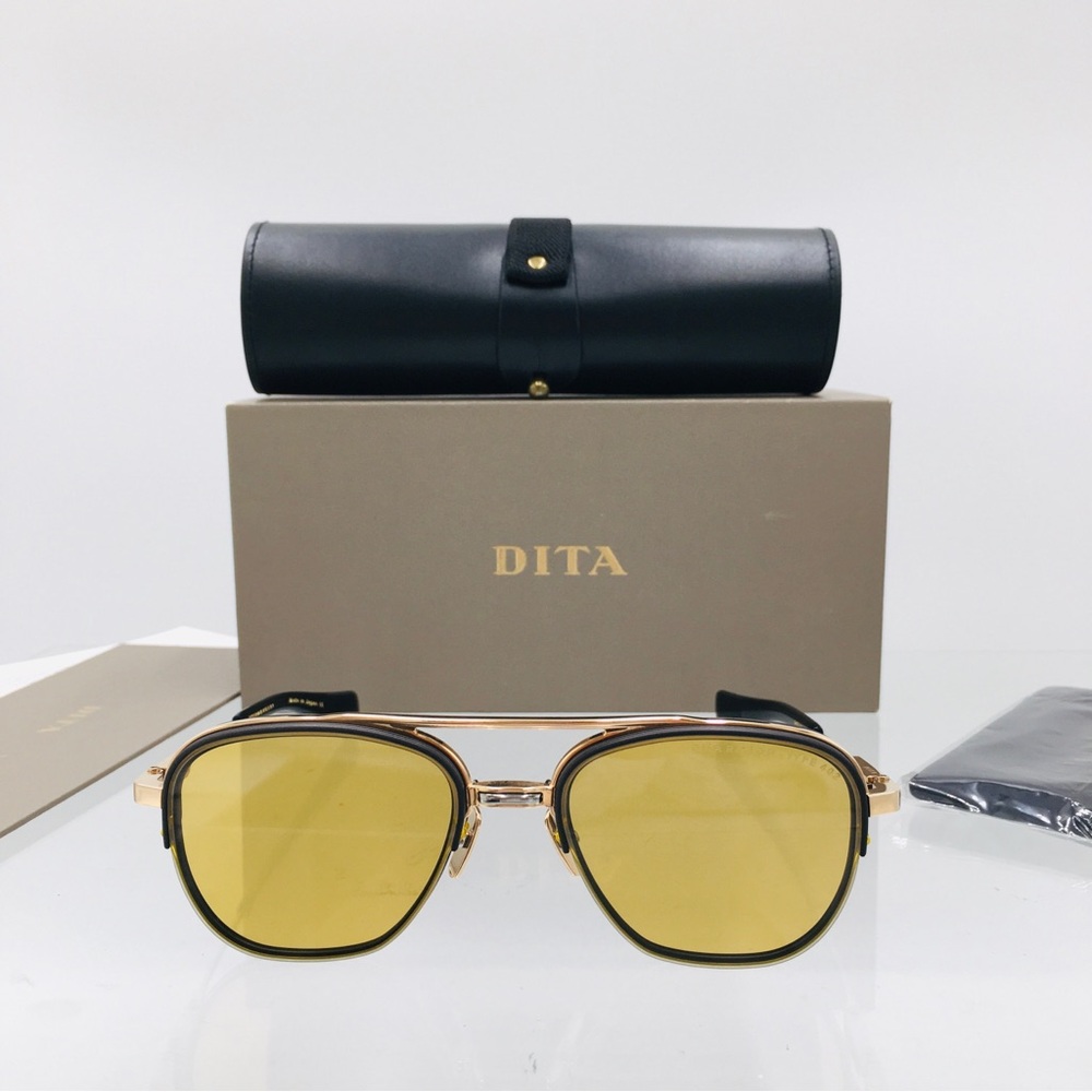 DITA Rykton Type 402 Men's Aviator Sunglasses with Yellow Lenses and Gold Frame